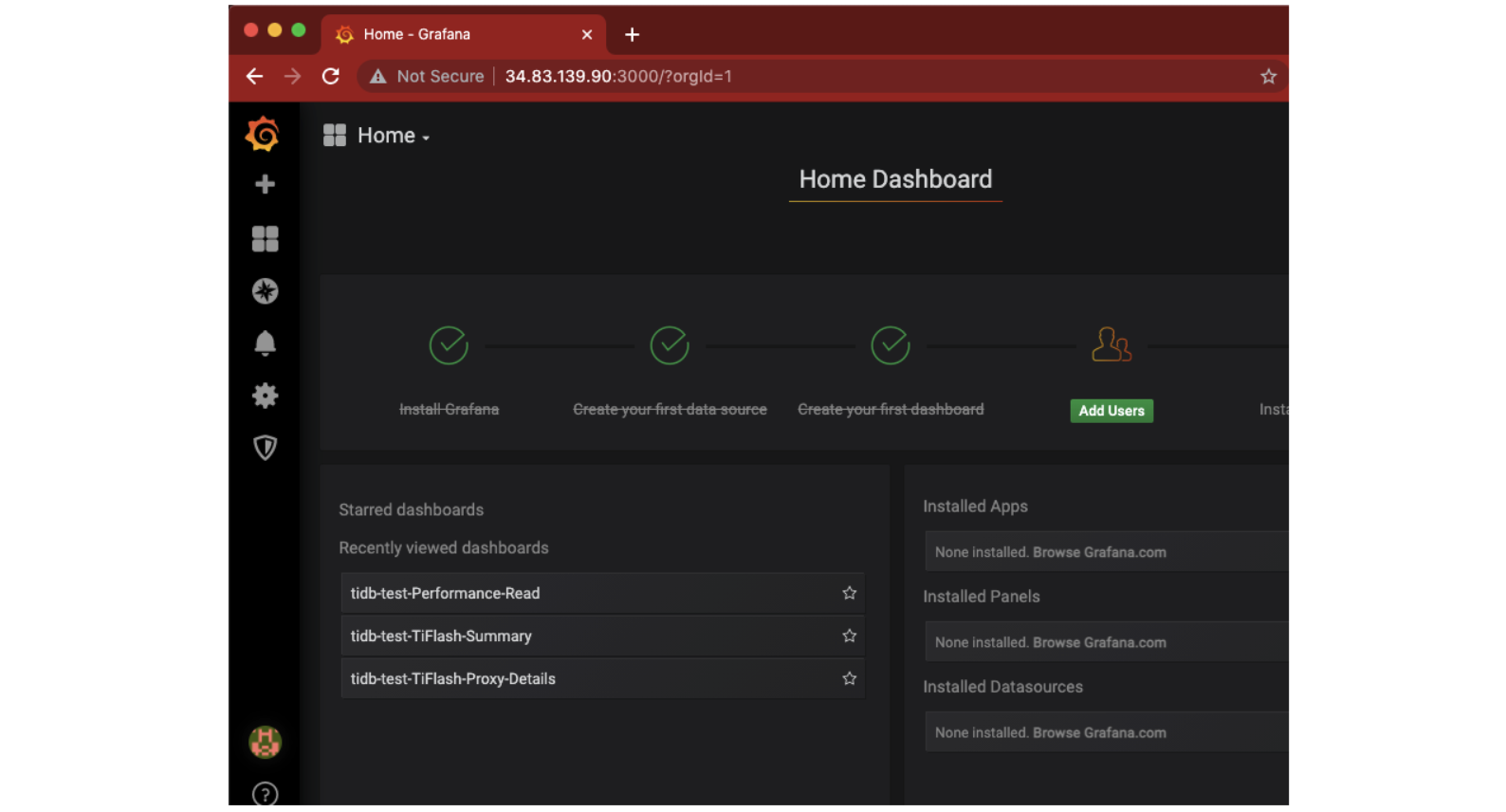 Initial Grafana Dashboard