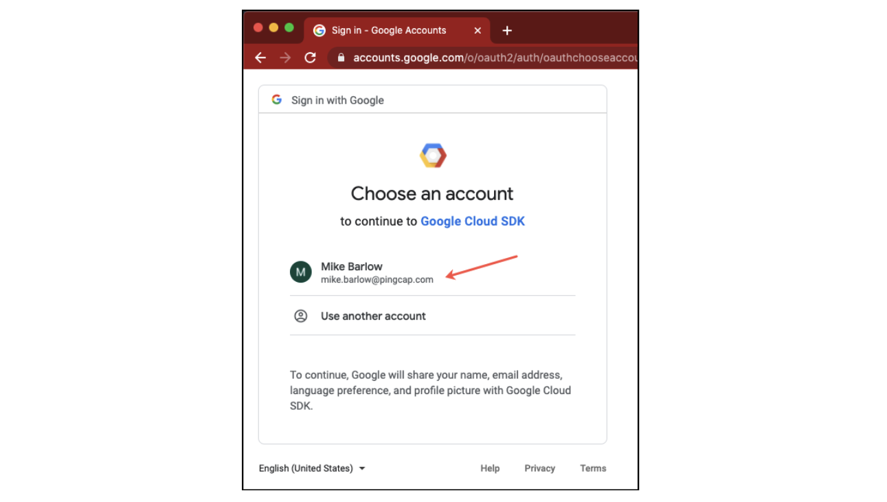 Log in with GCP user account