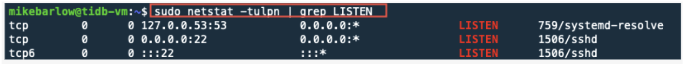 Ports assigned to processes
