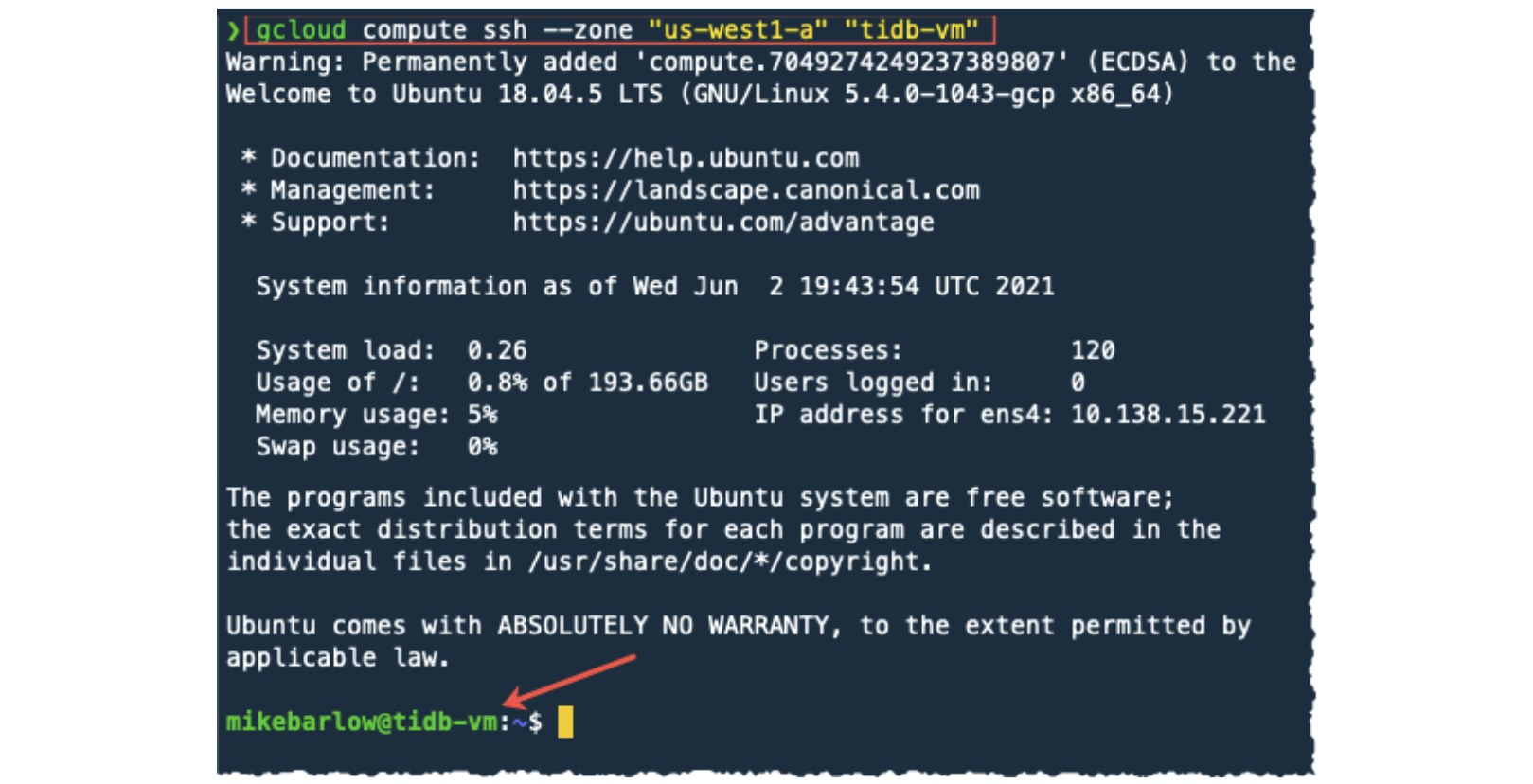 tidb-vm instance