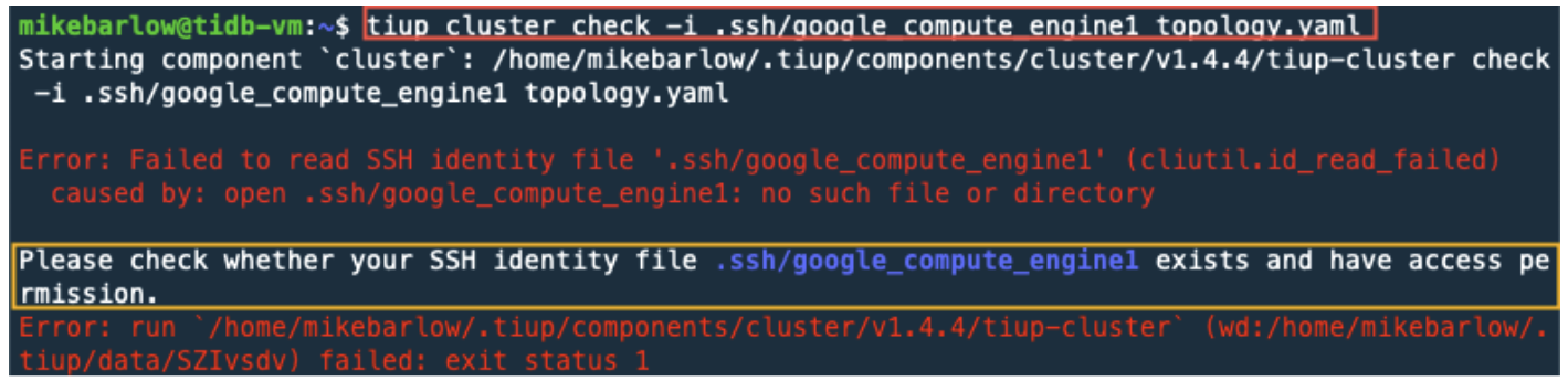 TiUP raised an error