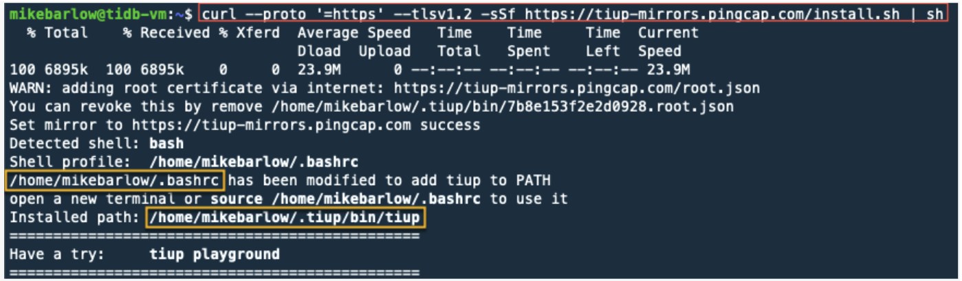 TiUP installed path