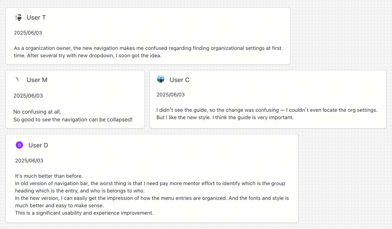 TiDB Cloud user research feedback.